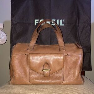 Fossil Chestnut Pebble Leather Satchel
